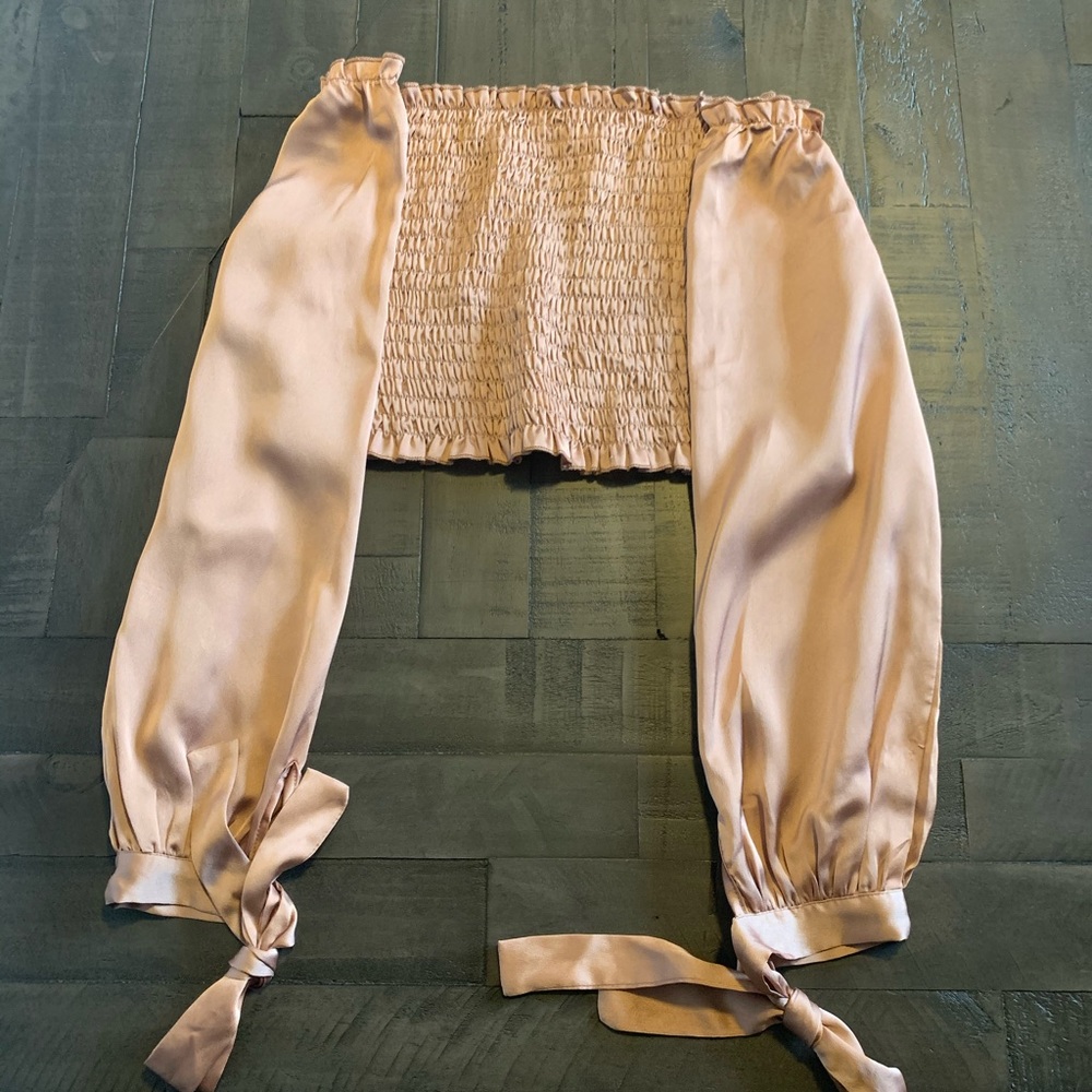 Satin off the shoulder crop top